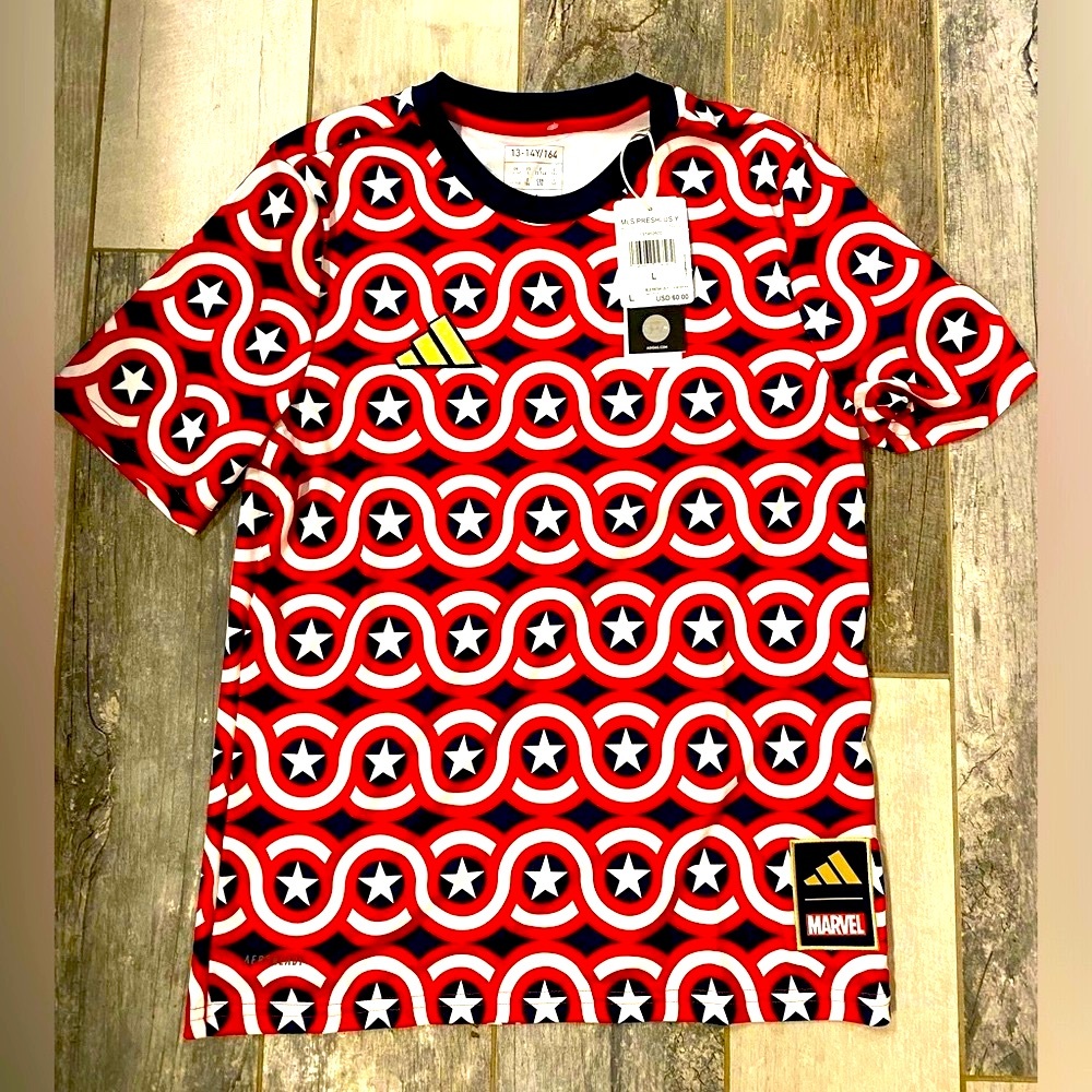 Adidas Marvel Captain America MLS Jersey - Pre-Match Pre-Game Jersey - Youth Lg